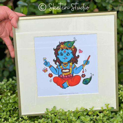 Krishna Doodle Art - Framed