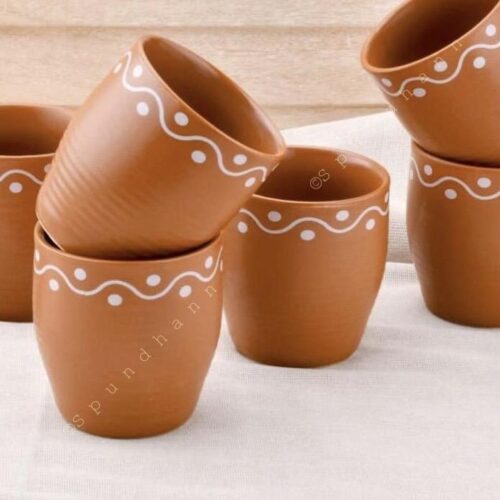 Warli Art Kulhad Chai Tea Cups Set of 6