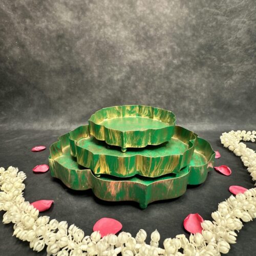 Green Metal Lotus Plates