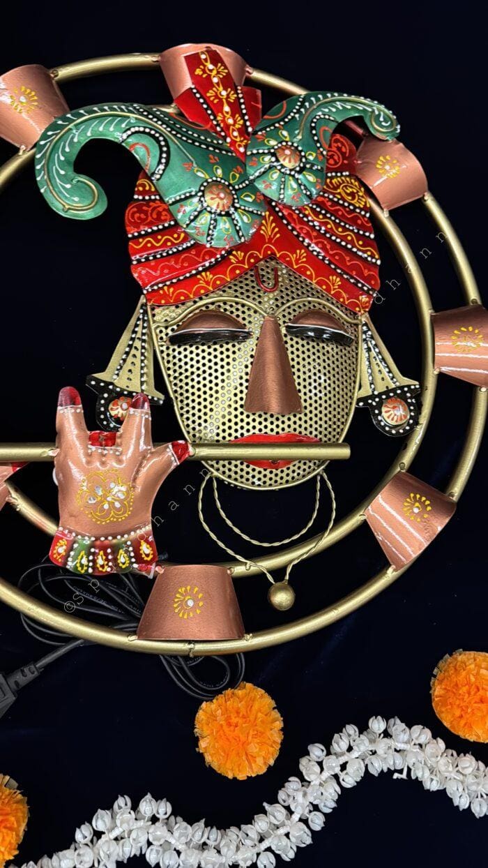 Krishna Hanging Circular with Lights - Image 3
