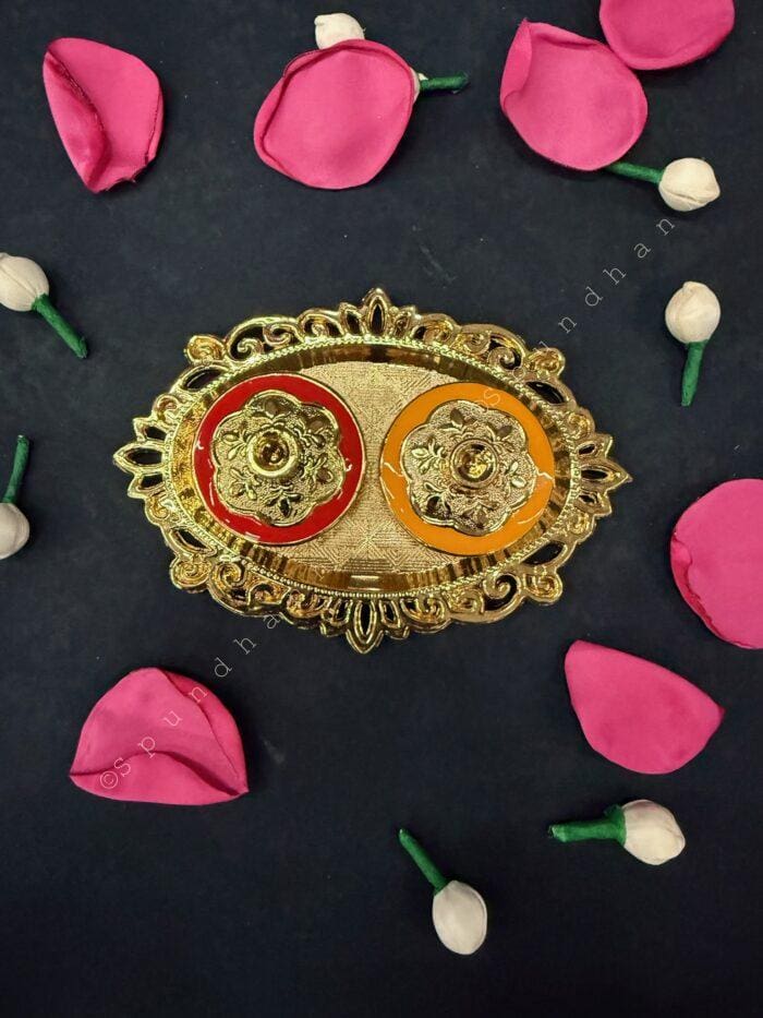 Golden Haldi Kumkum Decorative Holder - Image 7