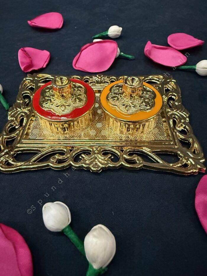 Golden Haldi Kumkum Decorative Holder - Image 10