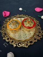 Golden Haldi Kumkum Decorative Holder - Image 8