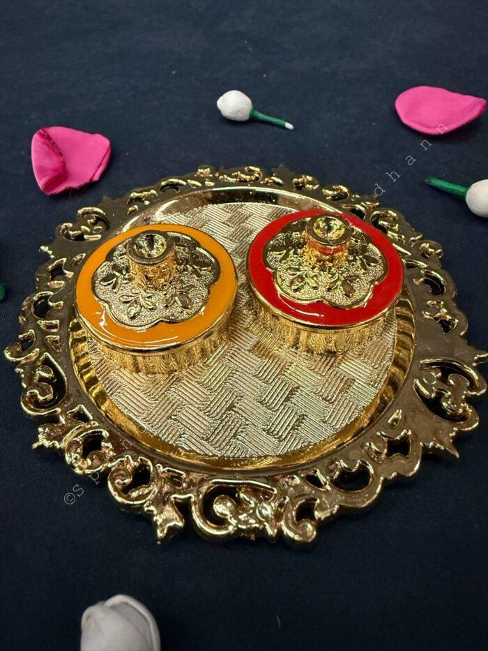Golden Haldi Kumkum Decorative Holder - Image 8