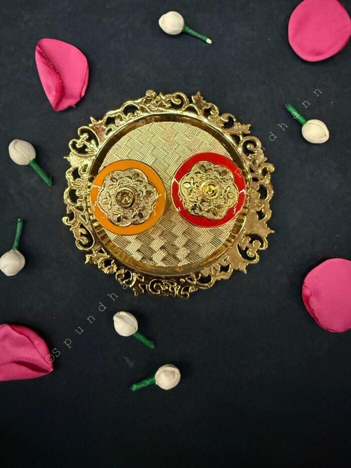 Golden Haldi Kumkum Decorative Holder - Image 4