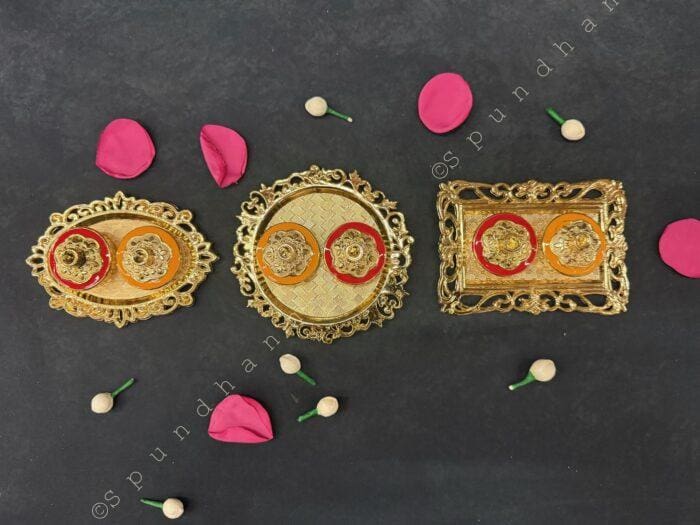 Golden Haldi Kumkum Decorative Holder - Image 1