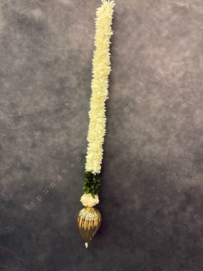 White Chameli String with Gold Drop - Image 1