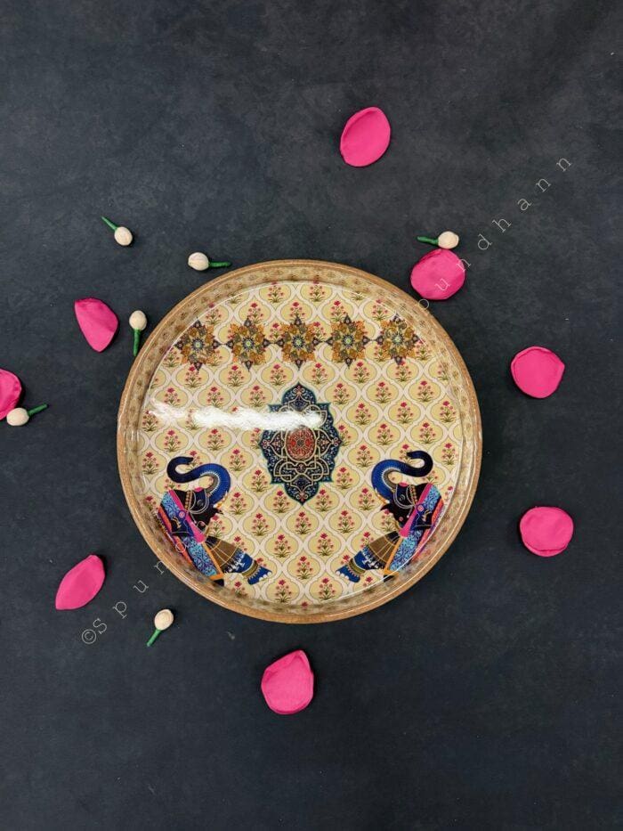Royal Elephant Design Decorative Tray Set of 2 - Image 2