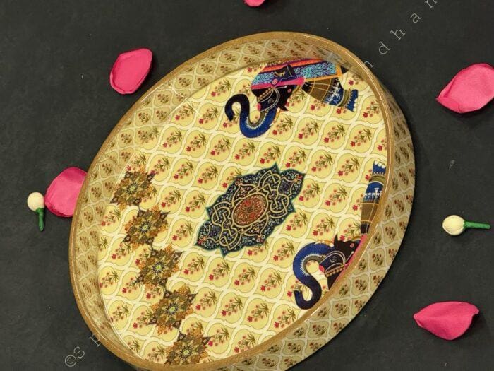 Royal Elephant Design Decorative Tray Set of 2 - Image 11