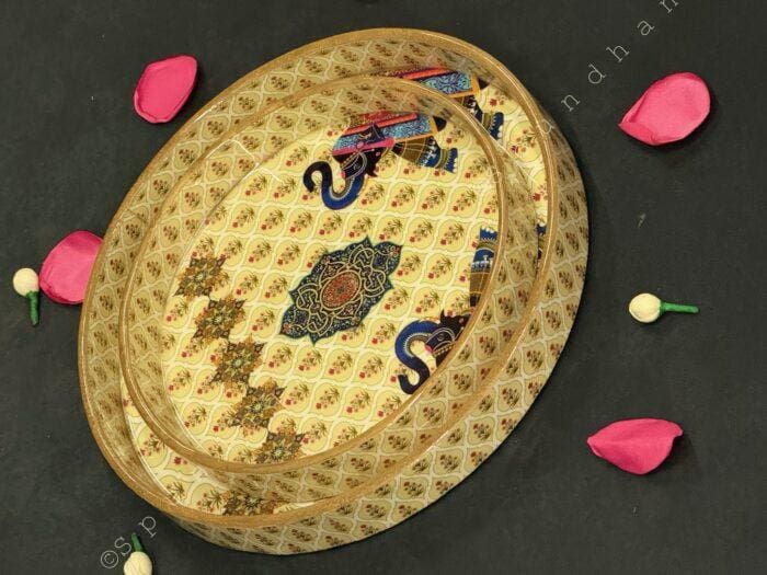 Royal Elephant Design Decorative Tray Set of 2 - Image 9