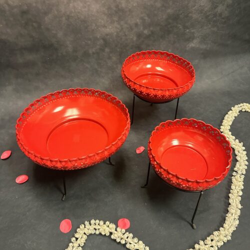Red Cutwork Urli with Stand