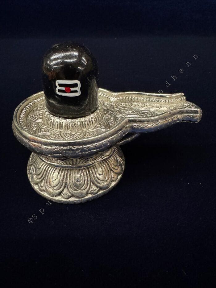 German silver and stone shivaling - Image 1