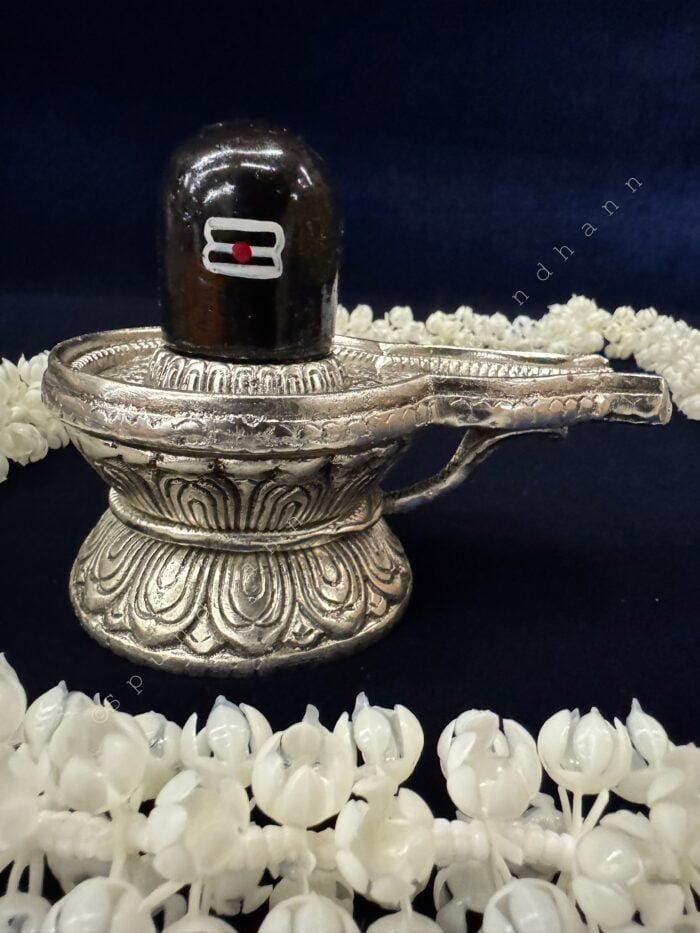 German silver and stone shivaling - Image 4