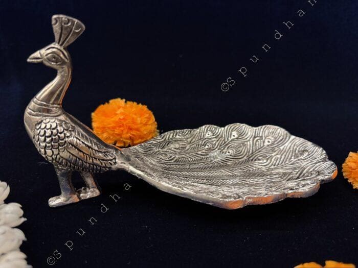 Peacock Platter in Silver - Image 6