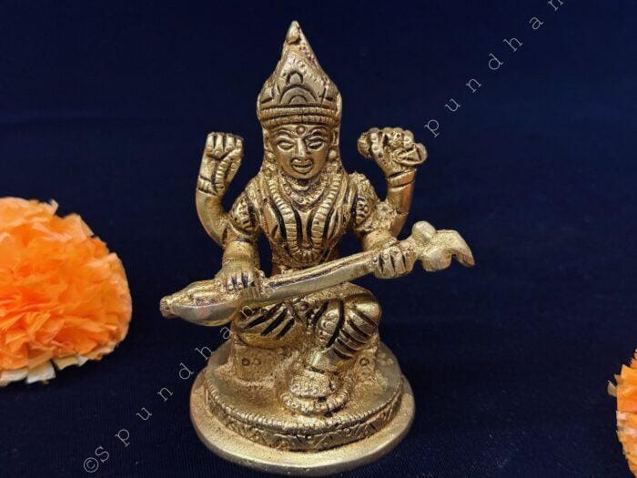 Saraswati Murti in Brass - Image 4