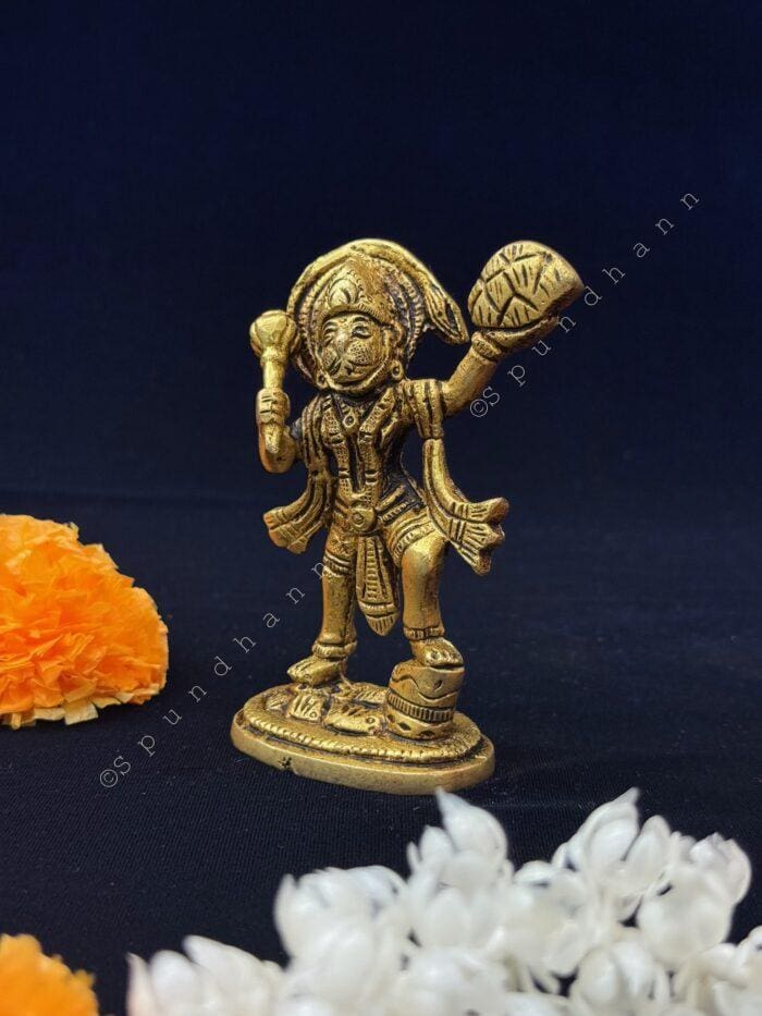 Standing Hanuman Murti in Brass - Image 4