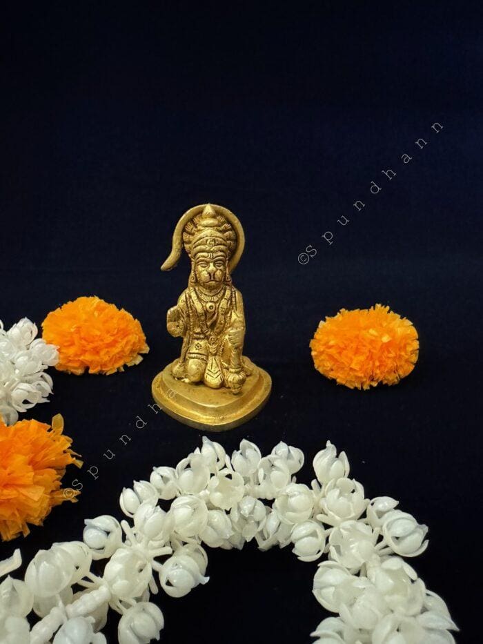 Hanuman Kneeling in Brass Murti - Image 3
