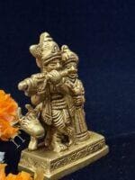 Radha Krishna with Cow Murti in Brass - Image 2